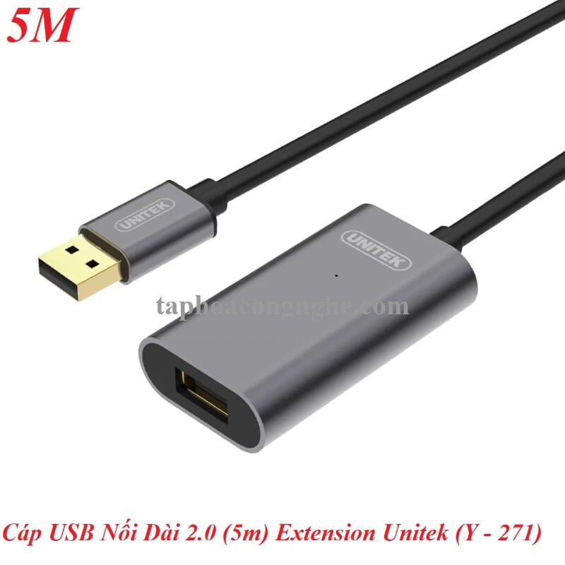 Unitek 98063 Y-271 2.0 5M Màu Xám Cáp Usb Nối Dài Extension có IC khuếch đại 30098063